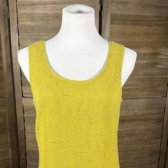 DR Women Chartreuse Yellow Textured Sleeveless Scoop Neck Maxi Dress Size 8 - Picture 3 of 8